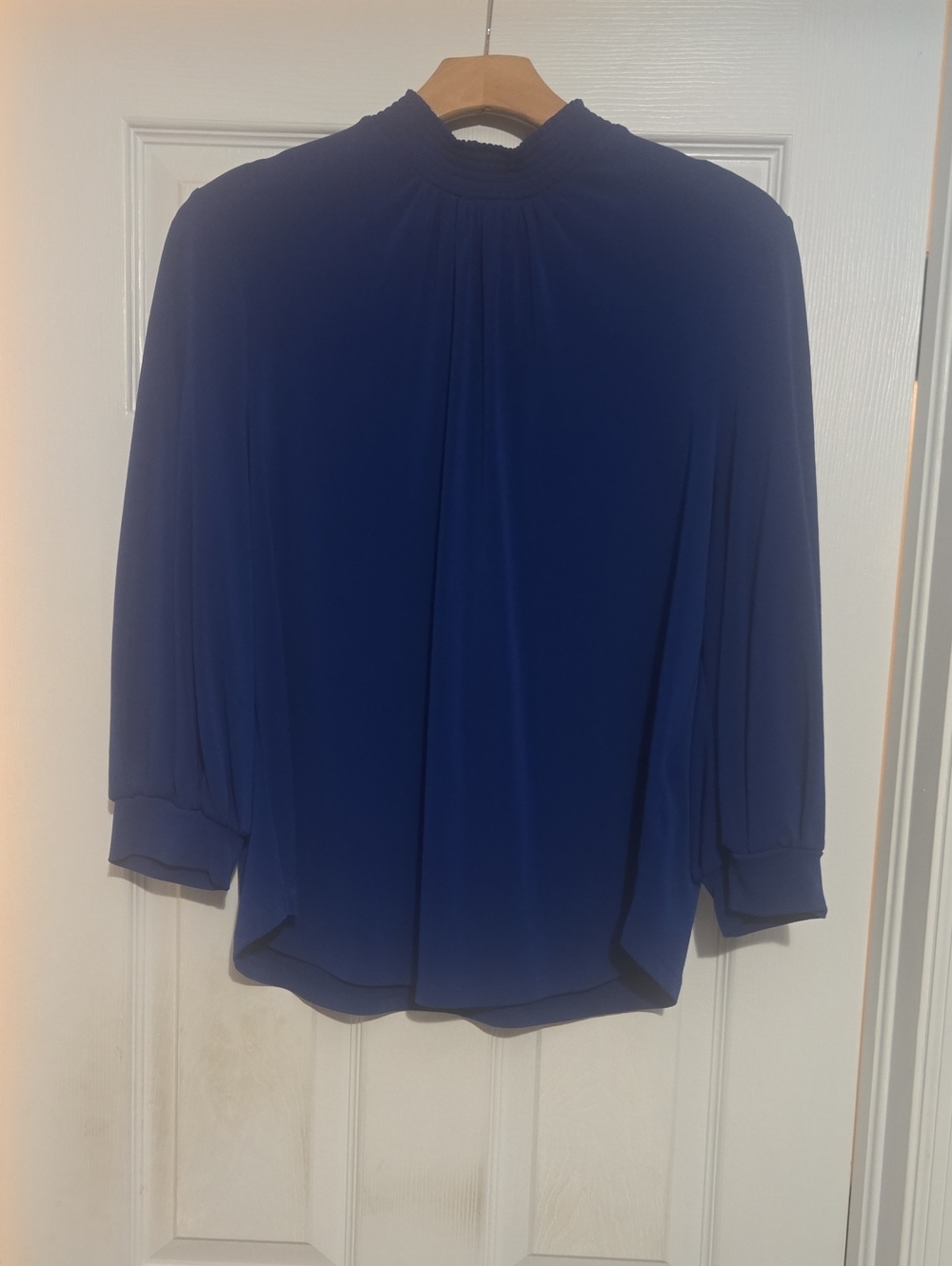 Elegant High-Neck Blouse in Royal Blue